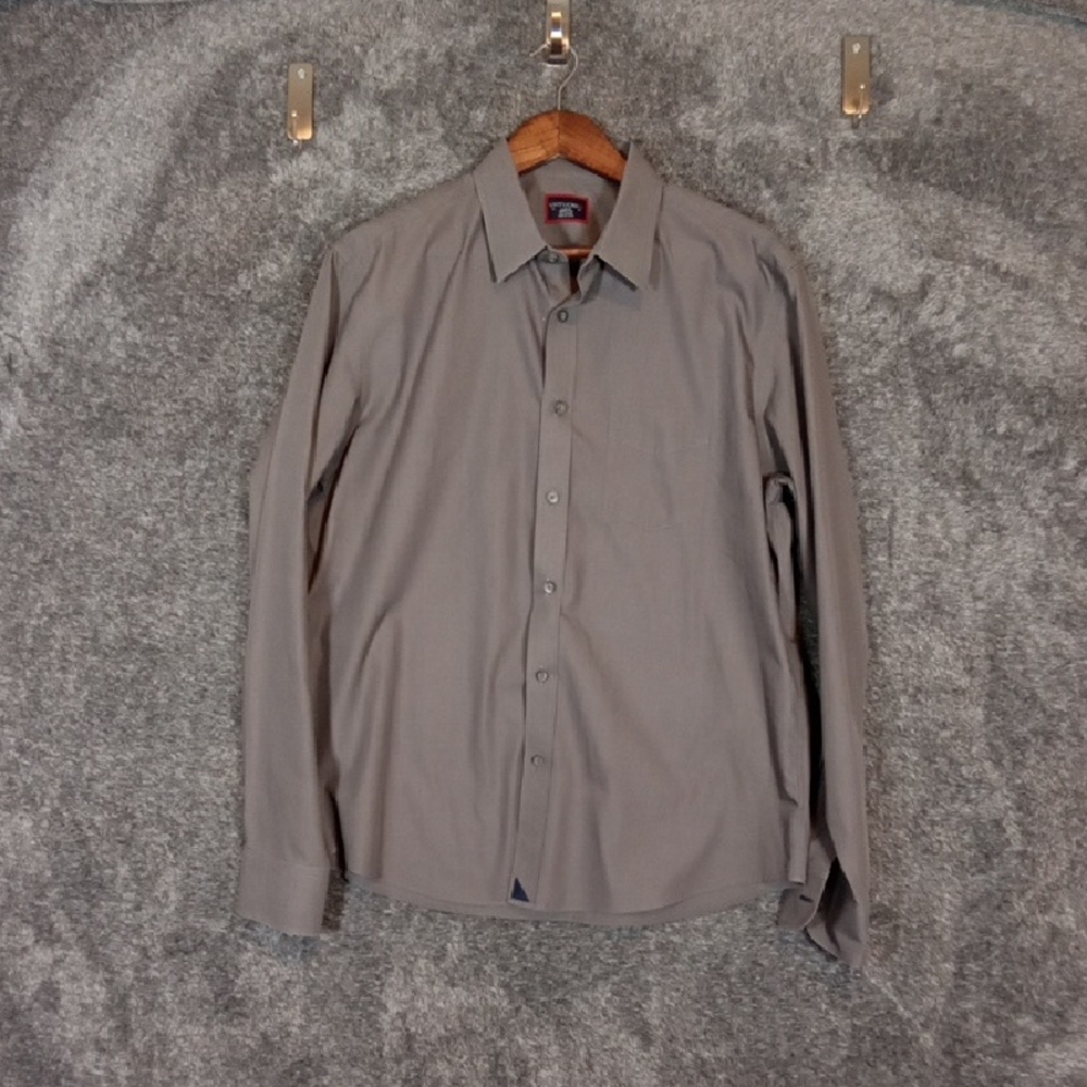 UNTUCKit Men's Casual Gray Button Down Shirt Wrinkle Free Cotton Size Large